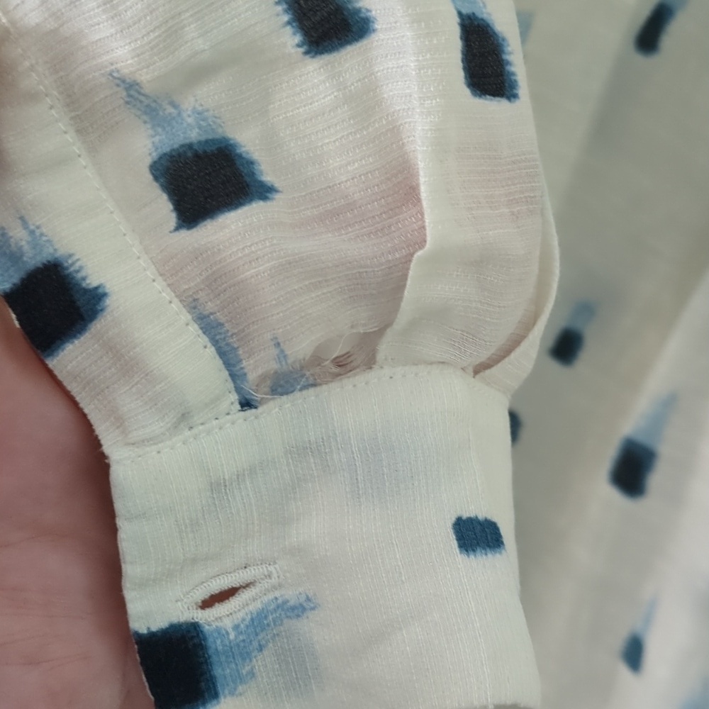 Piazza Sempione Made In italy Elegant White& Blue Patterned Button Down Tunic - Picture 8 of 8